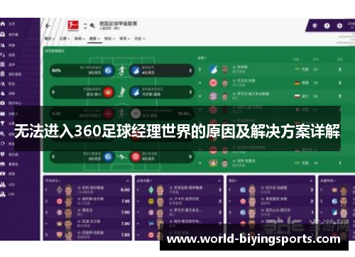无法进入360足球经理世界的原因及解决方案详解